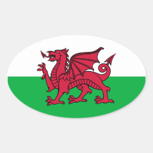 Wales Dragon Ovaler Aufkleber