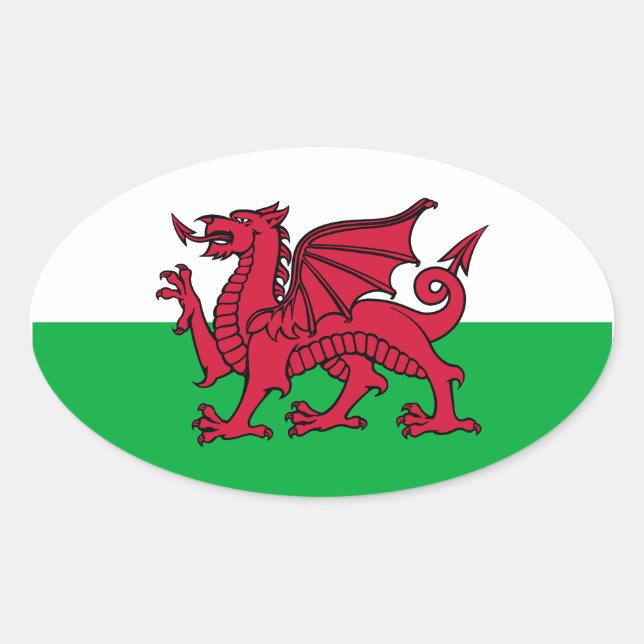Wales Dragon Ovaler Aufkleber (Vorderseite)