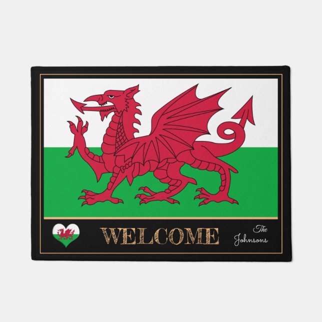 Wales Emblem, walisische Flag matten Cymru /sport  Fußmatte (Vorderseite)