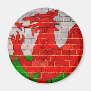 Wales-Fahne an einer Ziegelmauer Magnet