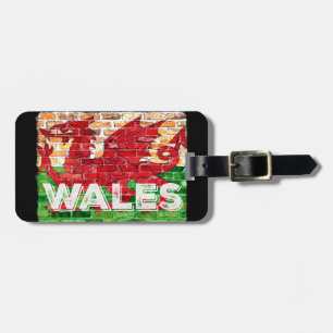 Wales Flag auf Brick Gepäckanhänger
