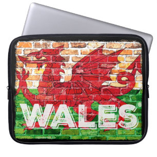 Wales Flag auf Brick Laptopschutzhülle