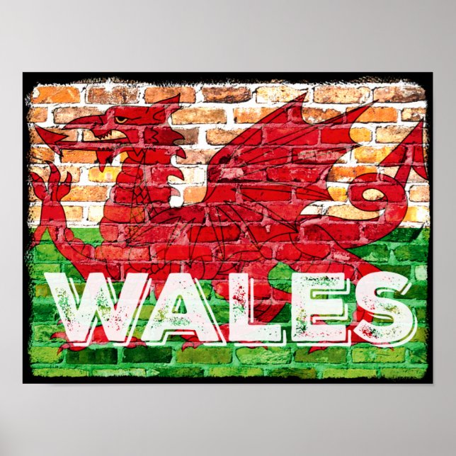 Wales Flag auf Brick Poster (Vorne)