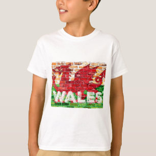 Wales Flag auf Brick T-Shirt