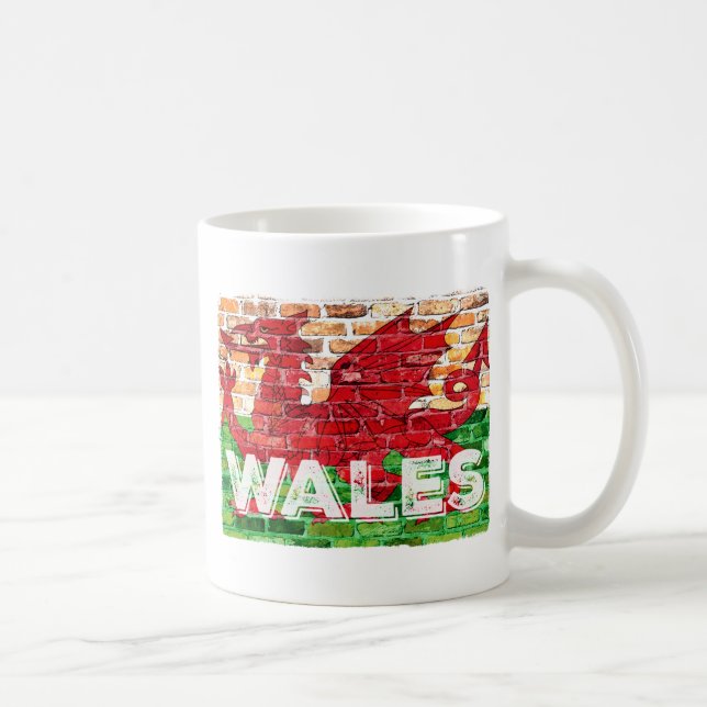 Wales Flag auf Brick Tasse (Rechts)