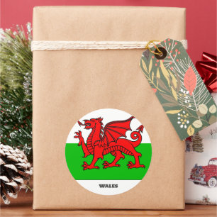 Wales Flag / Celtic Dragon Runder Aufkleber