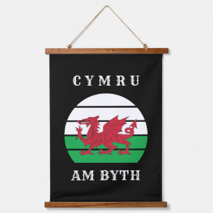 Wales Flag Cymru am Byth Stolz sein walisisch Wandteppich Mit Holzrahmen