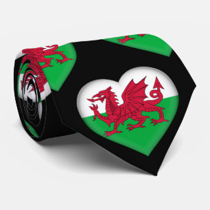 Wales Flag Farben Herzmuster Neck Tie Krawatte