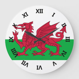 wales flag große wanduhr