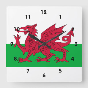 wales flag quadratische wanduhr