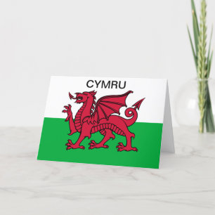Wales Flag Roter Drache Cymru Sportwalisische Kart Dankeskarte