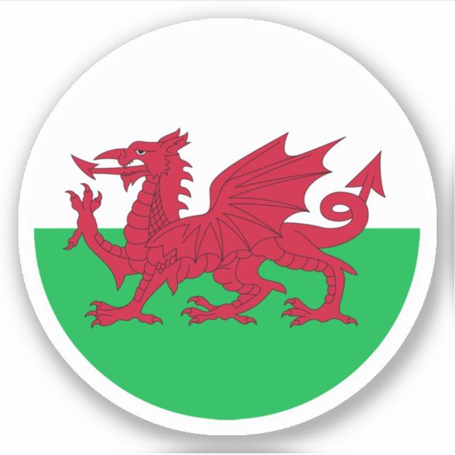 Wales Flag Round Sticker (Vorderseite)