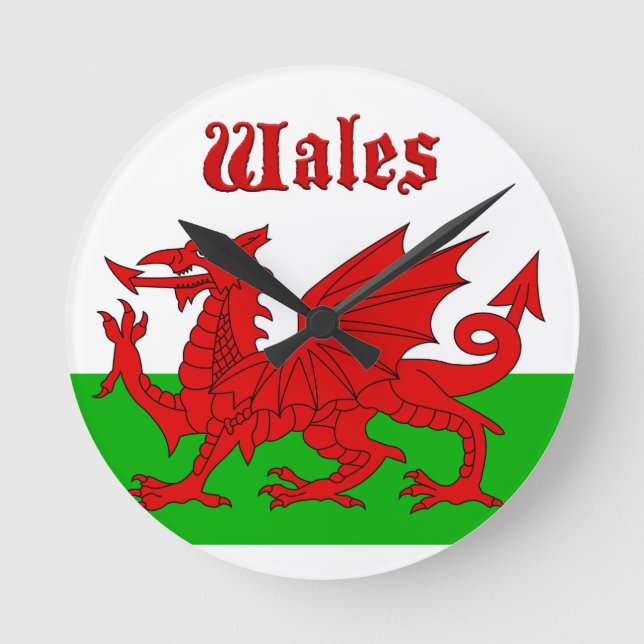 Wales Flag Wales Runde Wanduhr (Vorderseite)