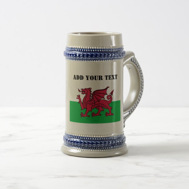 Wales Flag Weltmeisterschaft 2022 Fußball Cymru Ro Bierglas (VorderseiteRechts)