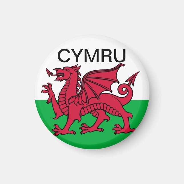Wales Flag Weltmeisterschaft 2022 Roter Drache Cym Magnet (Vorne)