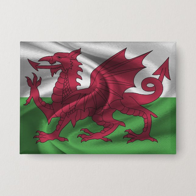 Wales-Flagge-Button Button (Vorderseite)