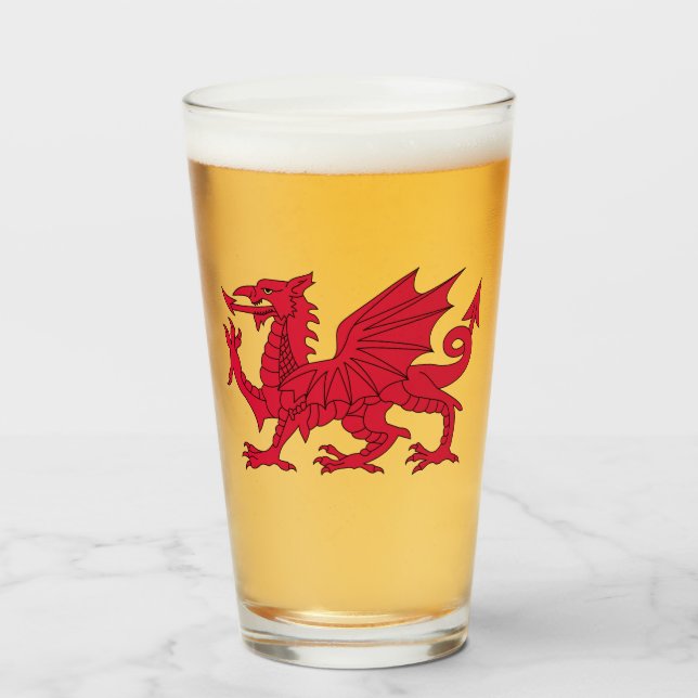 Wales-Flagge Glas (Vorne (Gefüllt))
