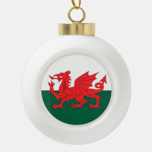 Wales-Flagge Keramik Kugel-Ornament