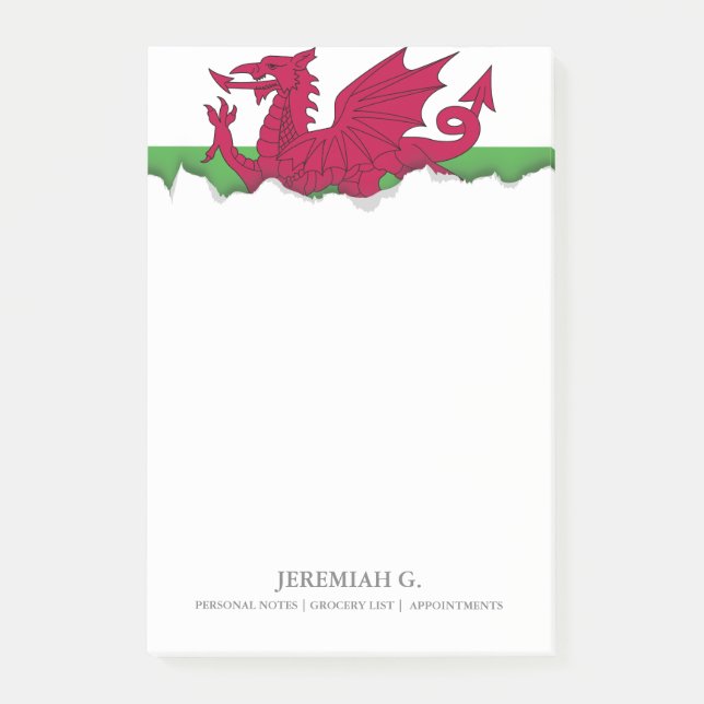 Wales-Flagge Post-it Klebezettel (Vorderseite)