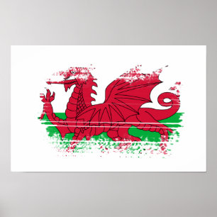 Wales-Flagge Poster
