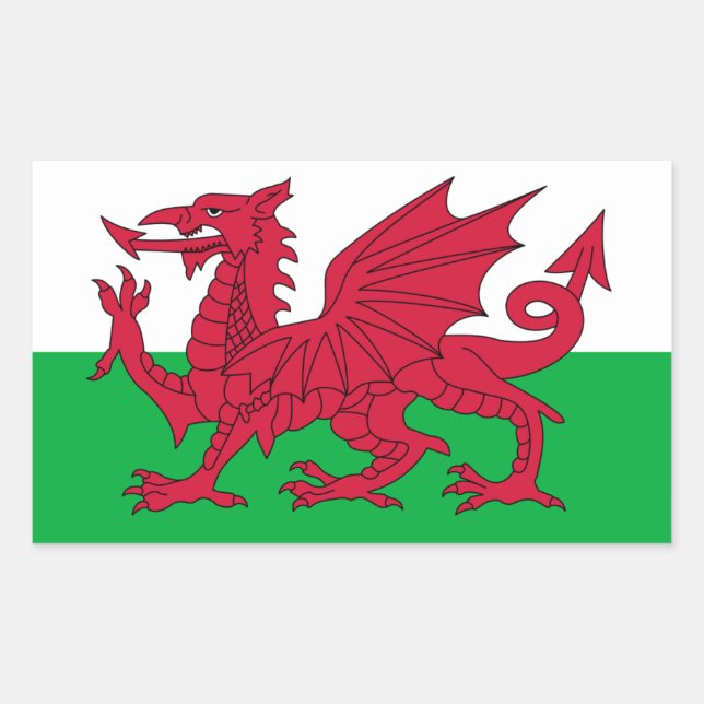Wales-Flagge Rechteckiger Aufkleber (Vorderseite)