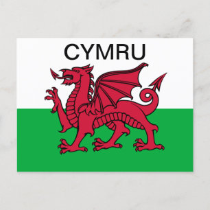Wales-Flagge Roter Drache Cymru Sport Walisische K Postkarte