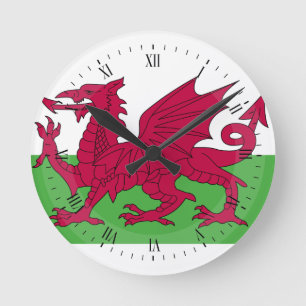 Wales-Flagge Runde Wanduhr