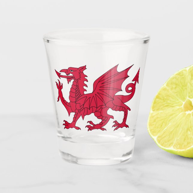 Wales-Flagge Schnapsglas (Vorderseite)