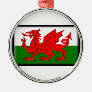 Wales-Flagge Silbernes Ornament