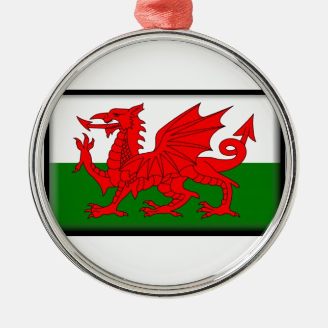 Wales-Flagge Silbernes Ornament (Vorne)