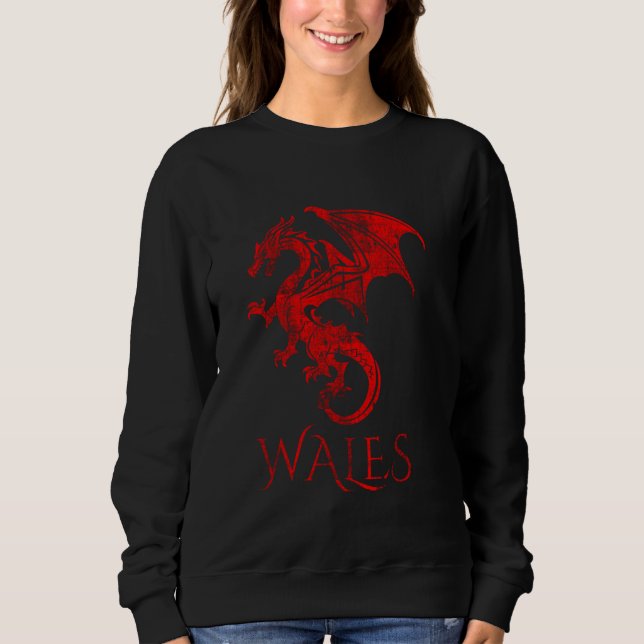 Wales flagge Welsh Dragon stolz red Wales rugby fo Sweatshirt (Vorderseite)