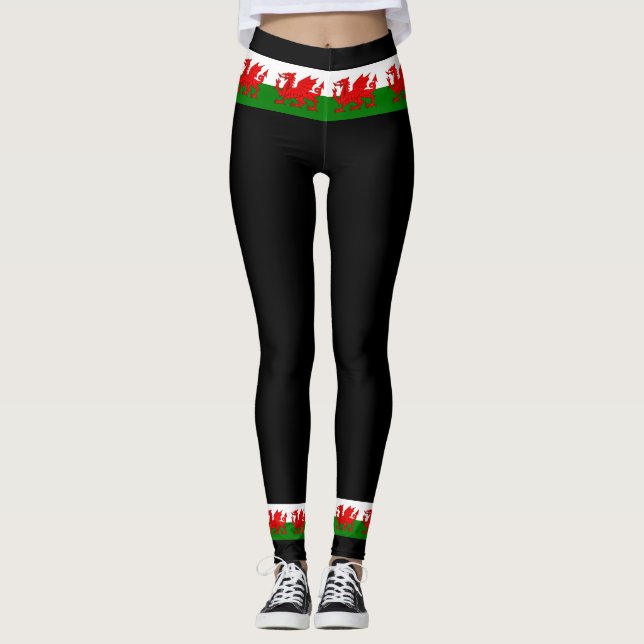 Wales flagge Welsh Red Dragon Leggings (Vorderseite)