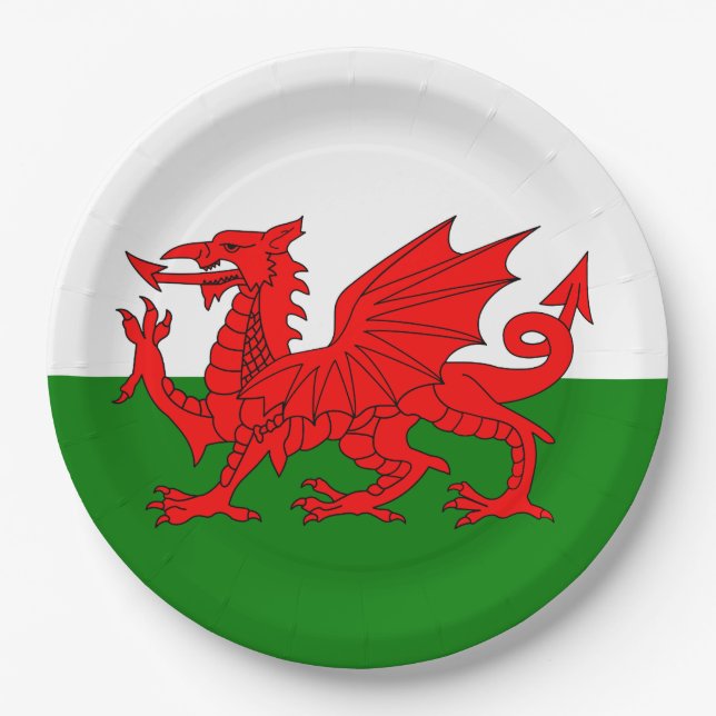Wales flagge Welsh Red Dragon Pappteller (Vorderseite)