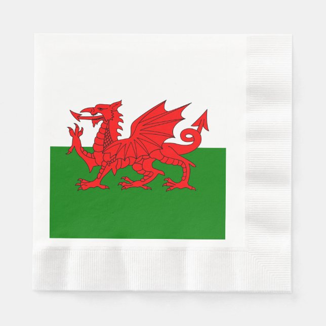 Wales flagge Welsh Red Dragon Serviette (Vorderseite)
