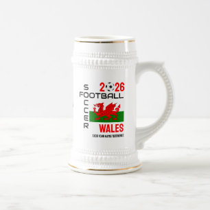 WALES Football Soccer Individuelle Name 2024 JEDES Bierglas