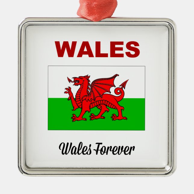 Wales Forever Silbernes Ornament (Vorne)