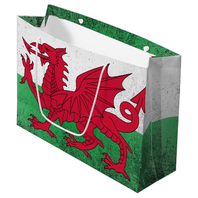 Wales Große Geschenktüte (Vorderseite Schrägansicht)