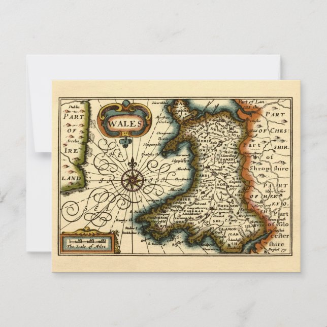 Wales - Historische Altantiquarische Britische Atl Einladung (Vorderseite)