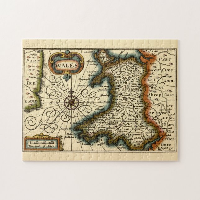Wales - Historische Altantiquarische Britische Atl Puzzle (Horizontal)