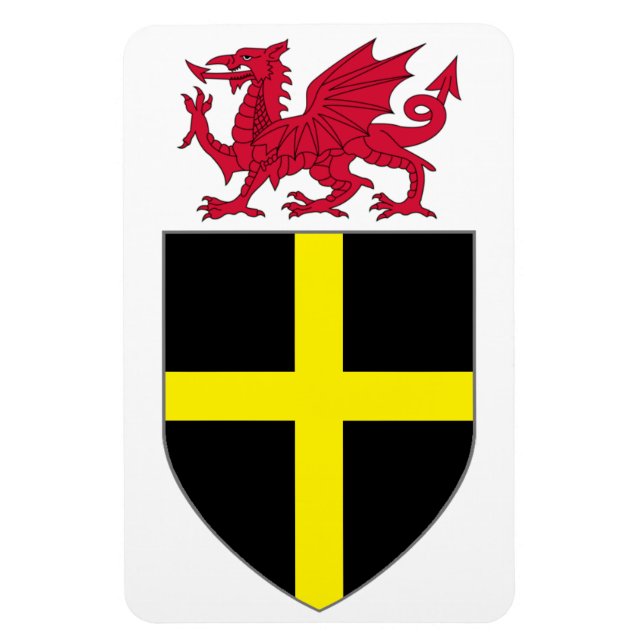 Wales Magnet - Drache über St. David Shield (Vertikal)