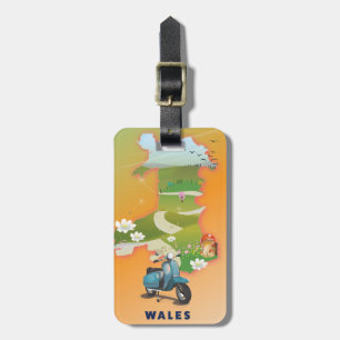 Wales Map Vintage Reiseplakat Gepäckanhänger