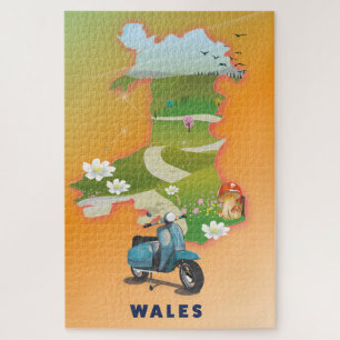 Wales Map Vintage Reiseplakat Puzzle