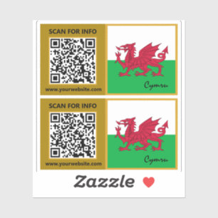 Wales Modern QR-Code-Sticker, walisische Flagge Aufkleber