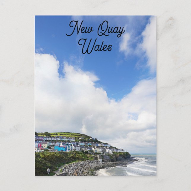 Wales New Quay Welsh Beach Coast Travel Postkarte (Vorderseite)