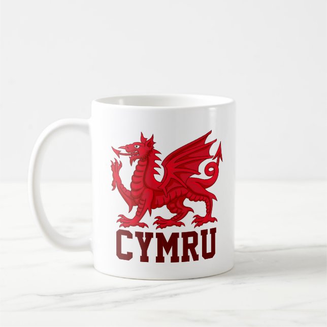 Wales Red Dragon (Y Ddraig Goch) Kaffeetasse (Links)
