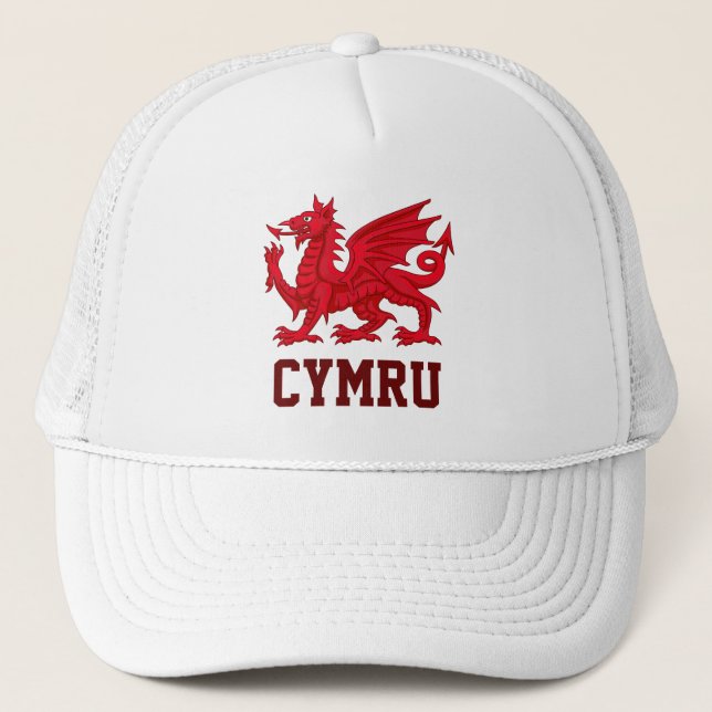Wales Red Dragon (Y Ddraig Goch) Truckerkappe (Vorderseite)