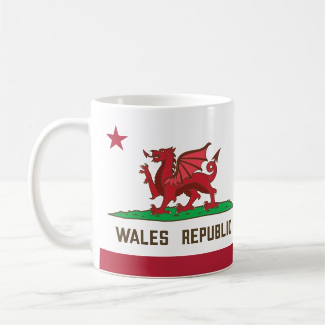 Wales Republic Dragon Flag Welsh Pride Kaffeetasse (Links)