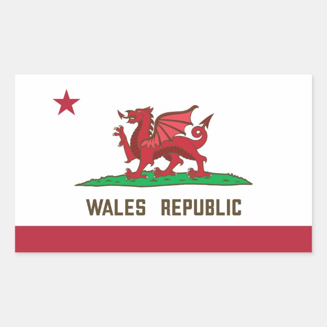 Wales Republic Dragon Flag Welsh Pride Rechteckiger Aufkleber (Vorderseite)