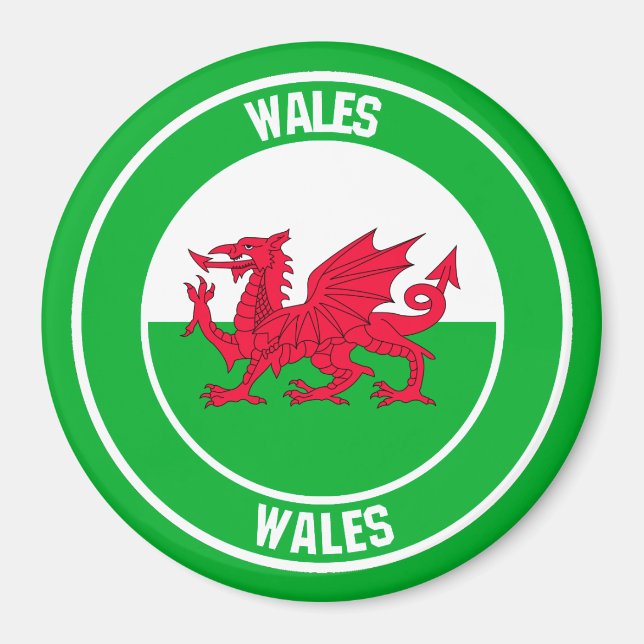Wales Round Emblem Magnet (Vorne)