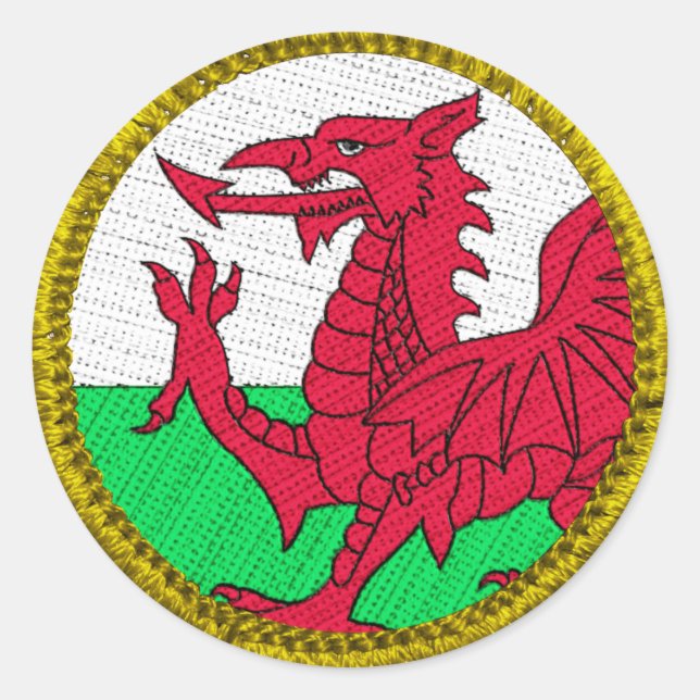 Wales Round Patch Gold Runder Aufkleber (Vorderseite)